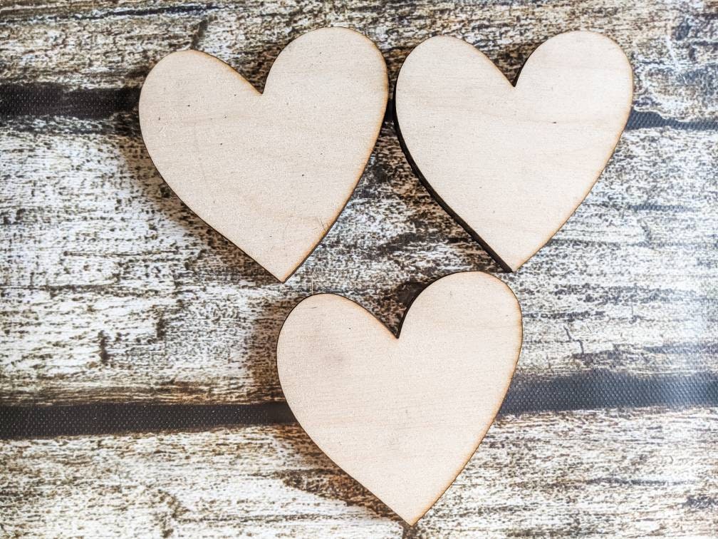 HEART SHAPE - Flag Unfinished 1/4 Wood - 3 inch - Wooden Blanks