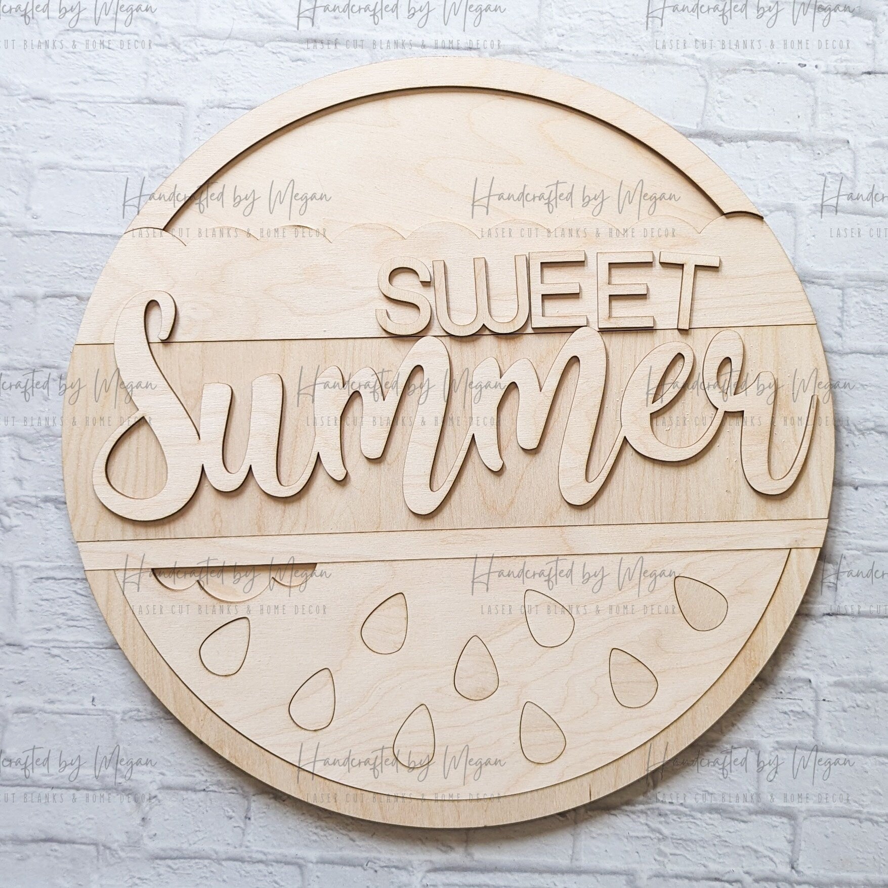 Sweet Summer Watermelon Door Hanger- Unfinished Wood - Wooden Blanks- Wooden Shapes - laser cut shape - Paint Party- Kids Crafts