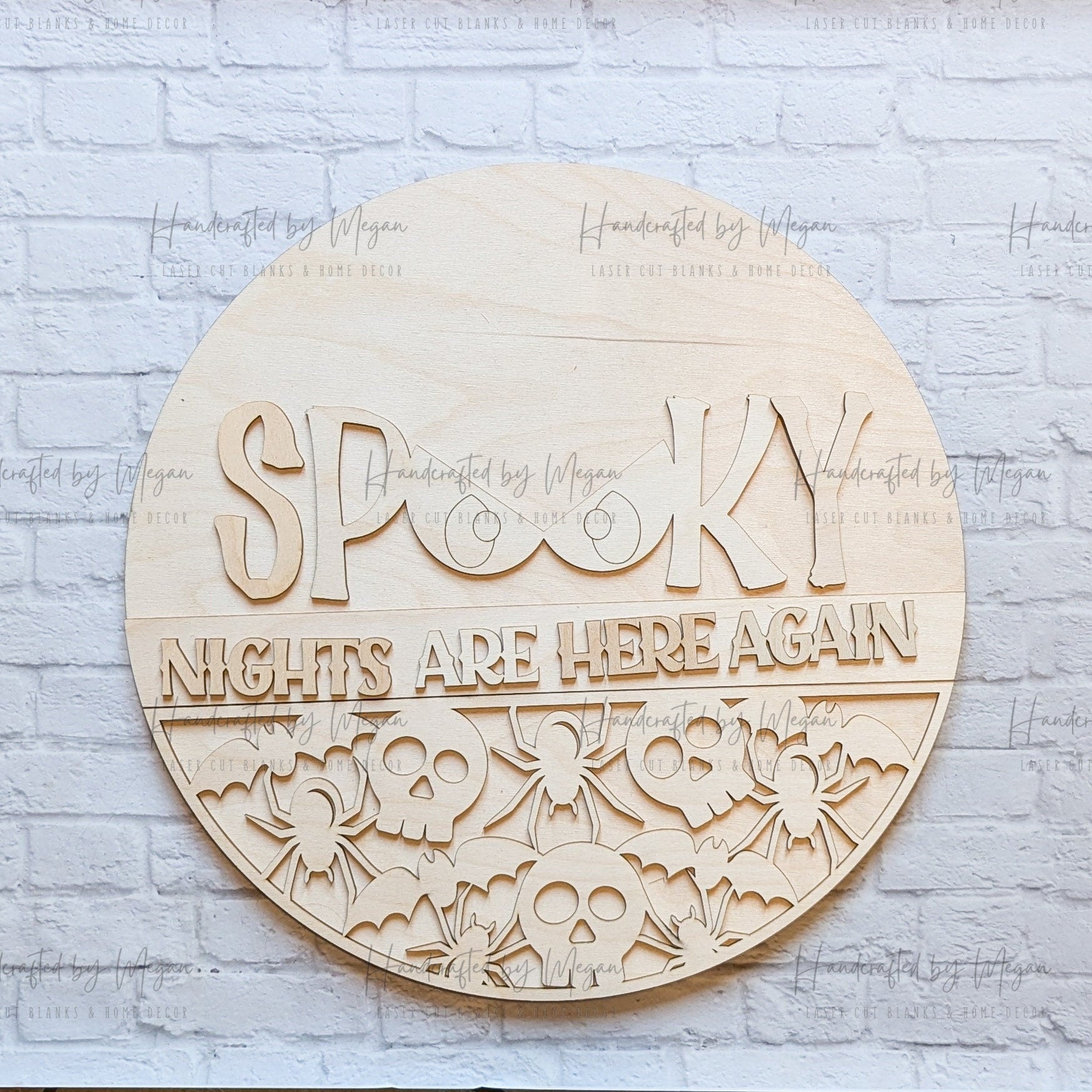 Spooky Nights Are Here Again, Unfinished Wood, Wooden Blanks, Wooden Shapes, laser cut shape, Paint Party, Fall crafts, Halloween Door Sign