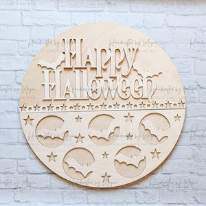 Happy Halloween Bats Door Hanger, Unfinished Wood, Wooden Blanks, Wooden Shapes, laser cut shape, Paint Party, Fall crafts