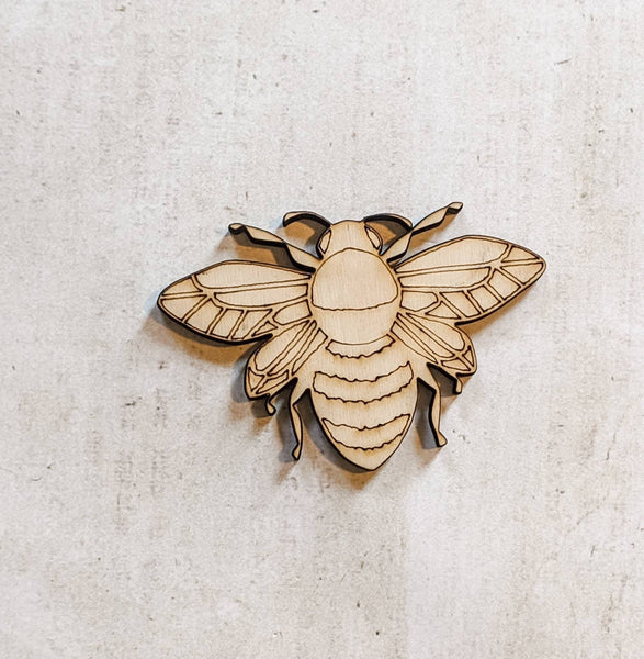 BEE SHAPE Unfinished 1/4" Wood - 4.25 inch - Wooden Blanks - Wooden Shapes - laser cut shape - Summer crafts - Kids Crafts