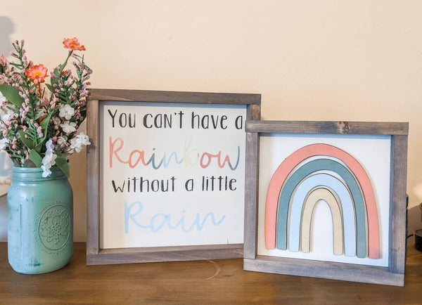 3D Rainbow - Wood Sign - Farmhouse Decor - Framed sign - Rustic - Nursery Decor