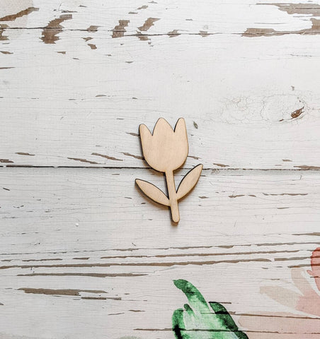 TULIP SHAPED Unfinished 1/4" Wood - 3 inch - Wooden Blanks- Wooden Shapes - laser cut shape - Kids Crafts - Spring