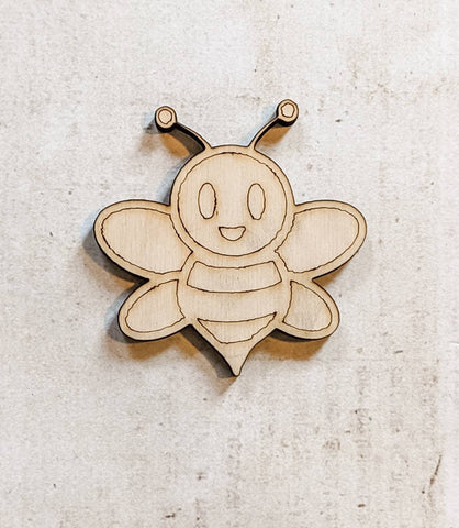 BEE SHAPE Unfinished 1/4" Wood - 3 inch - Wooden Blanks - Wooden Shapes - laser cut shape - Summer crafts - Kids Crafts