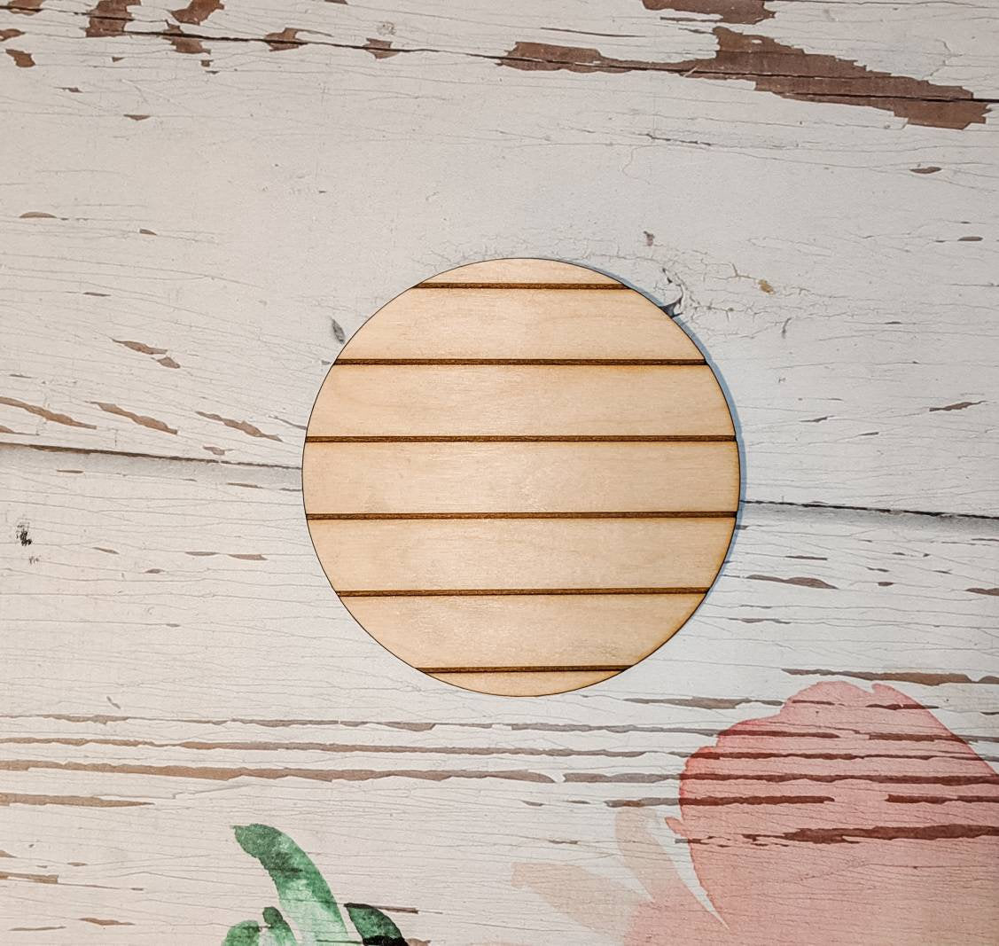 CIRCLE SHAPE with Faux Shiplap - Unfinished 1/4" Wood - 4 inch - Wooden Blanks- Wooden Shapes - laser cut shape