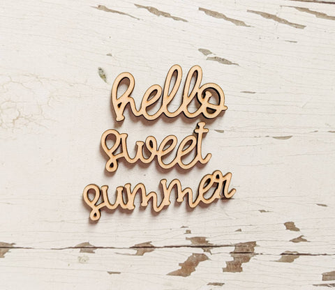 HELLO SWEET SUMMER set - Unfinished 1/4" Wood - Wooden Blanks- Wooden Shapes - laser cut shape - Summer crafts