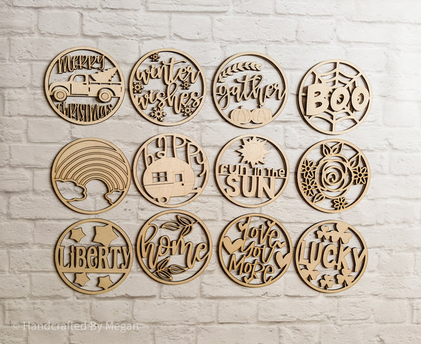 BLANKS for the 12 month circle interchangeables - Unfinished 1/8" Wood - Wooden Blanks- Wooden Shapes - laser cut shape