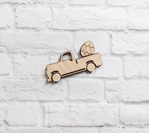 VINTAGE TRUCK with Easter egg - Various Sizes - unfinished 1/4" Wood - Wooden Blanks- Wooden Shapes - laser cut shape