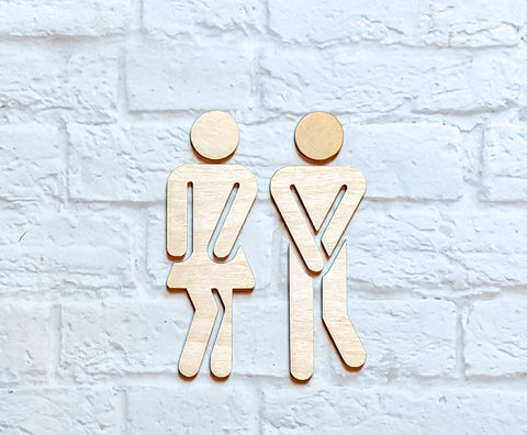 RESTROOM Potty Dance Male/Female cutouts - Various Sizes - Wooden Blanks- Wooden Shapes - laser cut shape