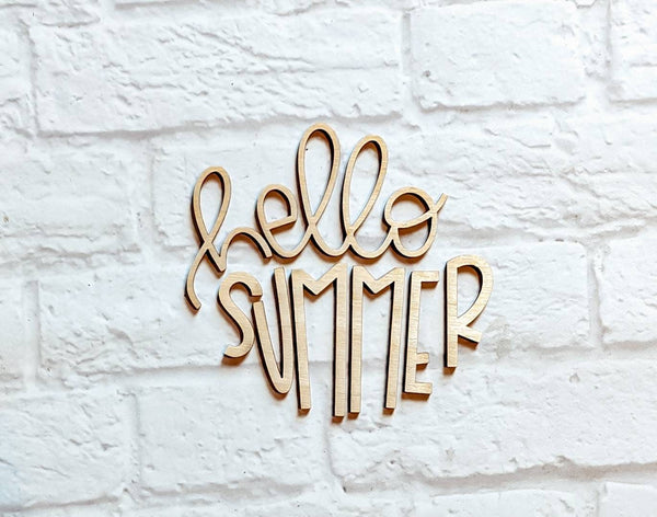 HELLO SUMMER set - Various Sizes - Wooden Blanks- Wooden Shapes - laser cut shape - Seasonal Rounds