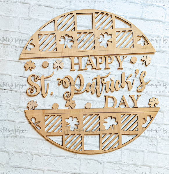 HAPPY St. Patrick's Day Door Hanger- St. Patrick's Day - Unfinished Wood - Wooden Blanks- Wooden Shapes - laser cut shape - Paint Party