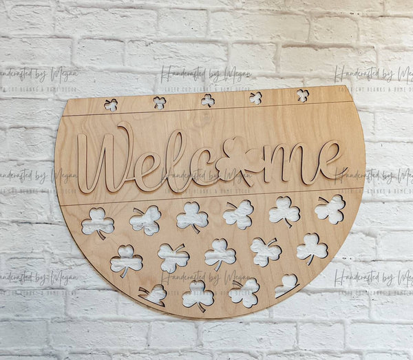 WELCOME SHAMROCK Door Hanger- St. Patrick's Day - Unfinished Wood - Wooden Blanks- Wooden Shapes - laser cut shape - Paint Party