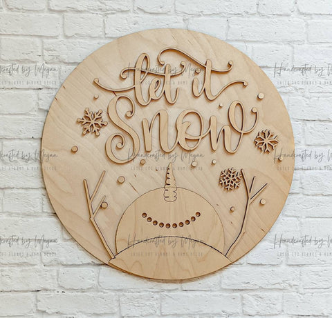 LET IT SNOW Snowman Door Hanger- Winter - Unfinished Wood - Wooden Blanks- Wooden Shapes - laser cut shape - Paint Party