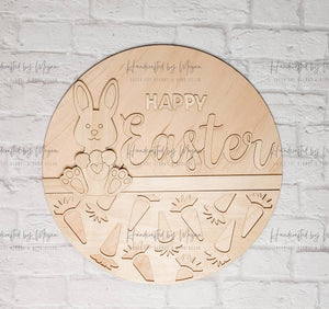 HAPPY EASTER Door Hanger- Spring Decor - Unfinished Wood - Wooden Blanks- Wooden Shapes - laser cut shape - Paint Party