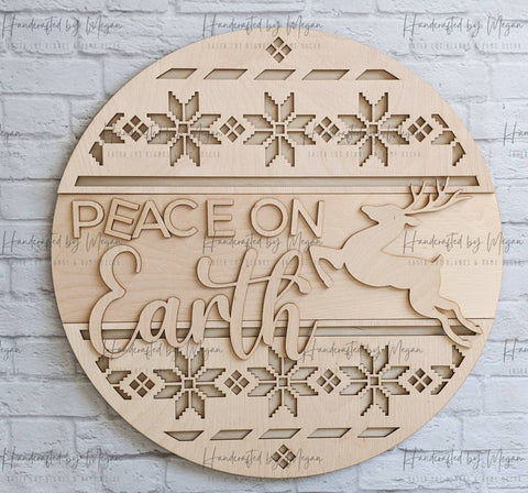 Peace on Earth Door Hanger- Unfinished Wood - Wooden Blanks- Wooden Shapes - laser cut shape - Paint Party- Christmas crafts