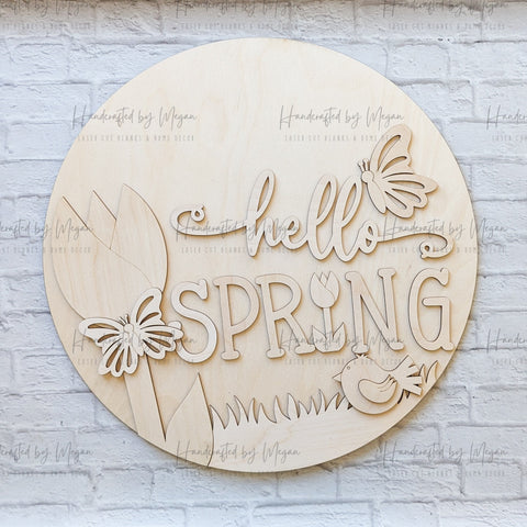 Hello Spring Tulip Door Hanger- Spring Decor - Unfinished Wood - Wooden Blanks- Wooden Shapes - laser cut shape - Paint Party